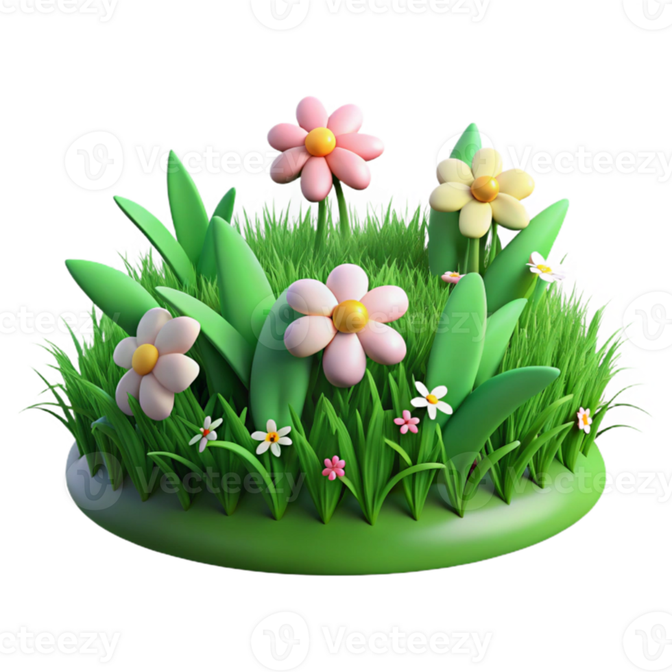 elegant contemporary 3D Cartoon Flower Patch high quality png