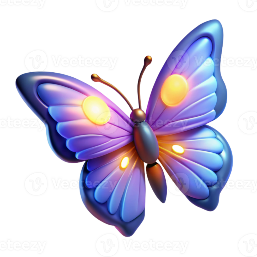 dramatic minimalist Luminous Butterfly 3D Render 4K png