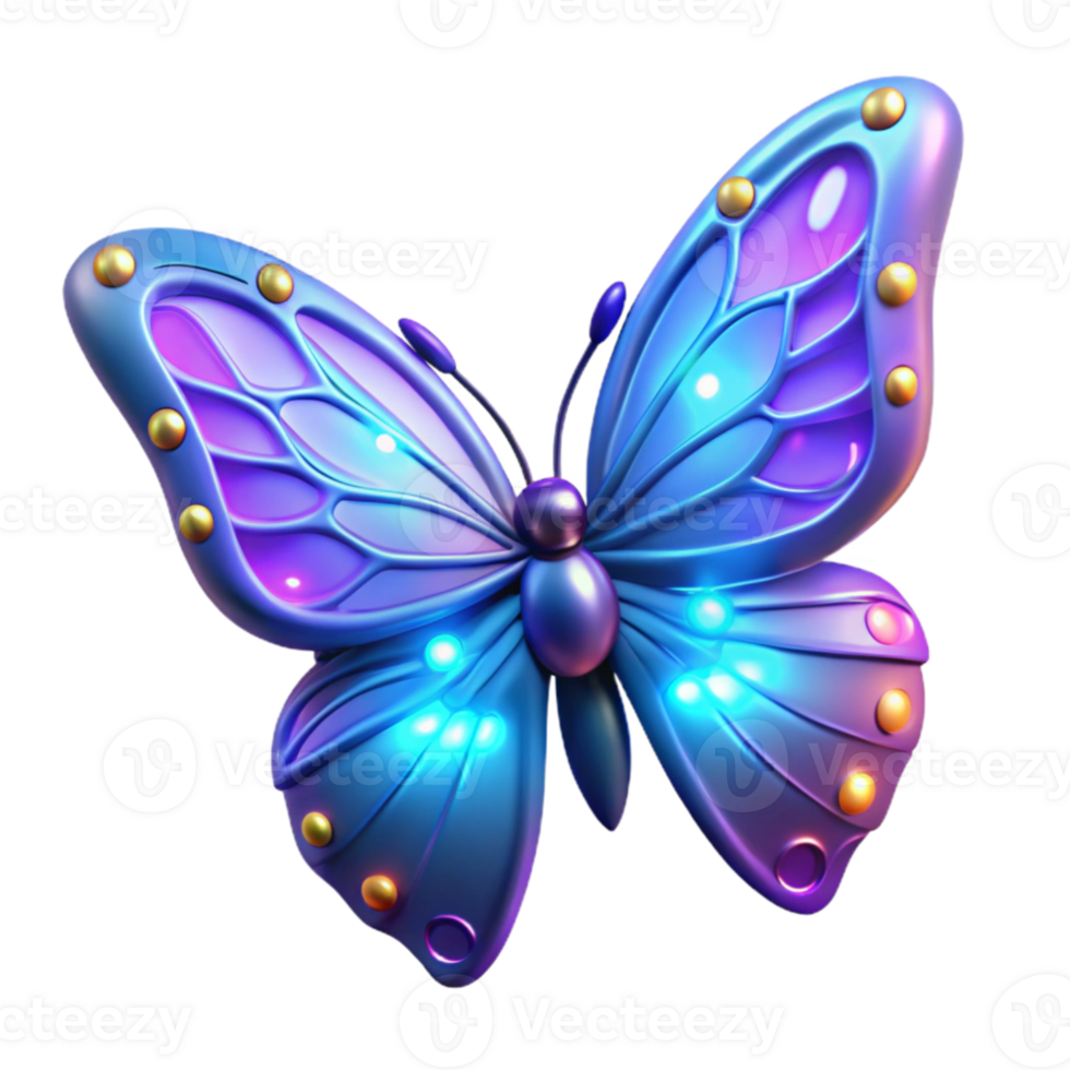 stunning rustic Glowing 3D Butterfly Illustration high resolution png