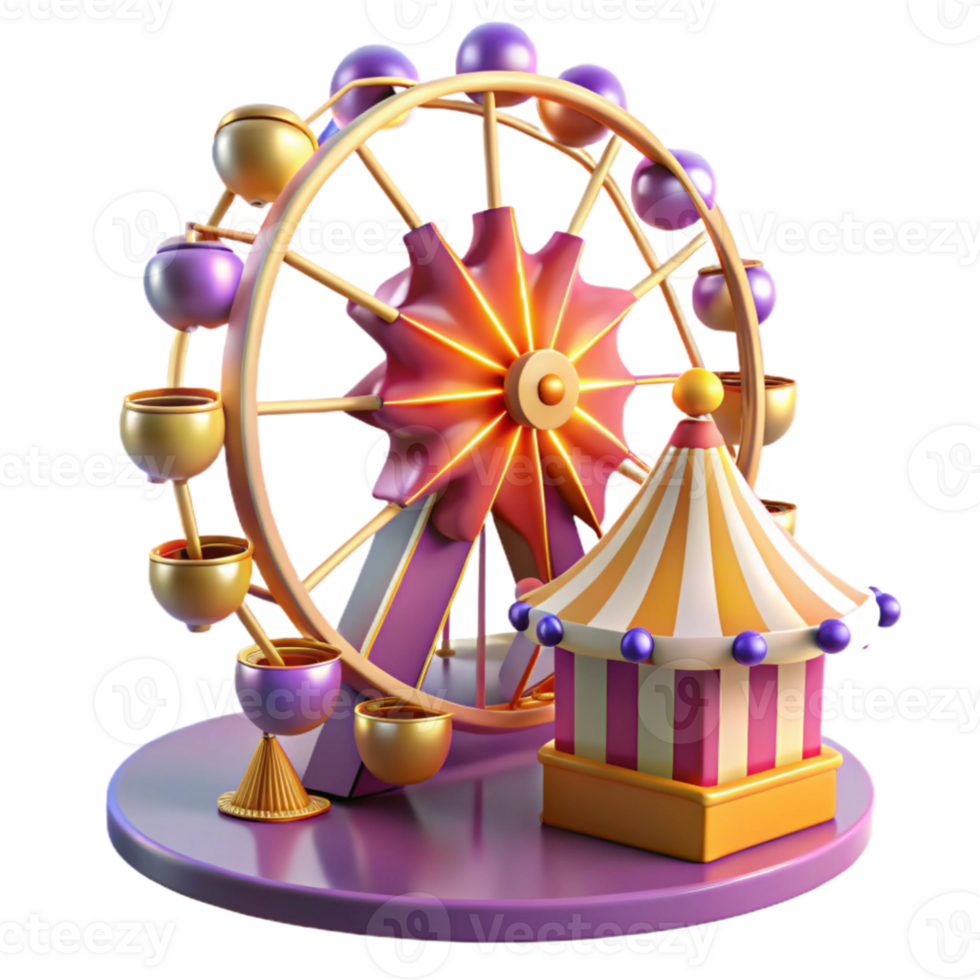 serene minimalist Funfair Ferris Wheel 3D Render professional png