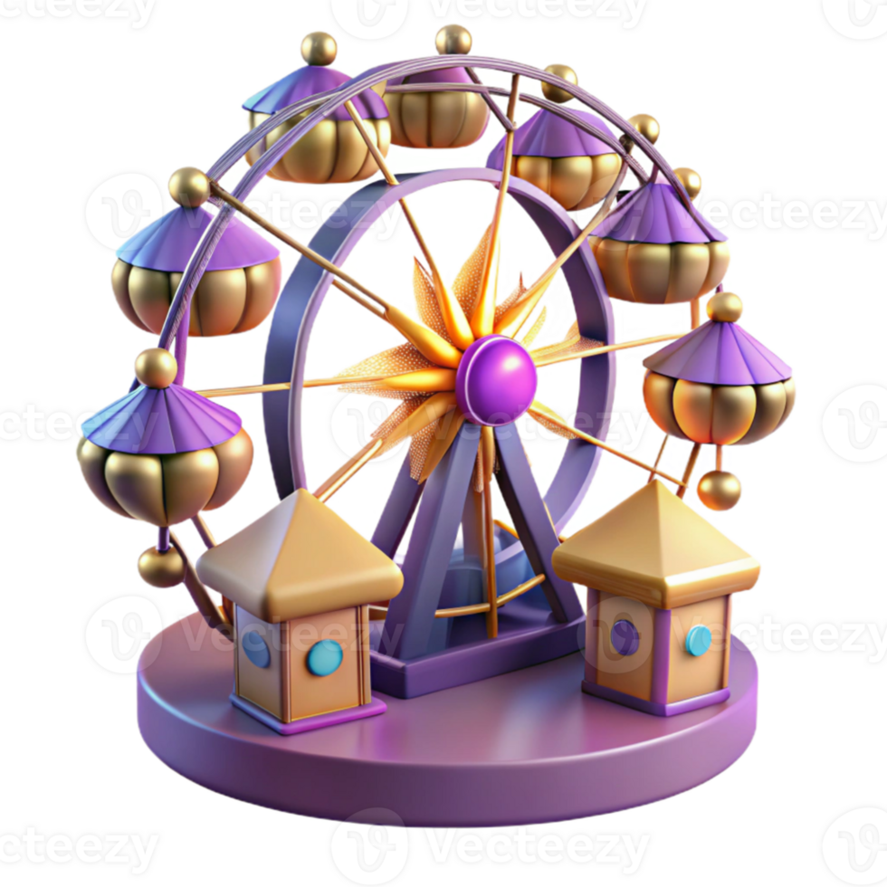 stunning minimalist Whimsical Ferris Wheel 3D Render authentic png
