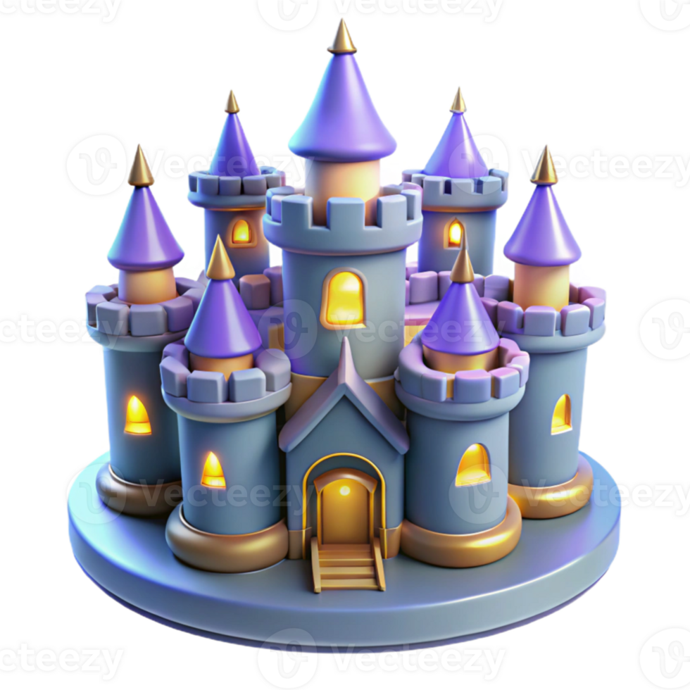 stunning artistic Enchanted 3D Castle Illustration original png