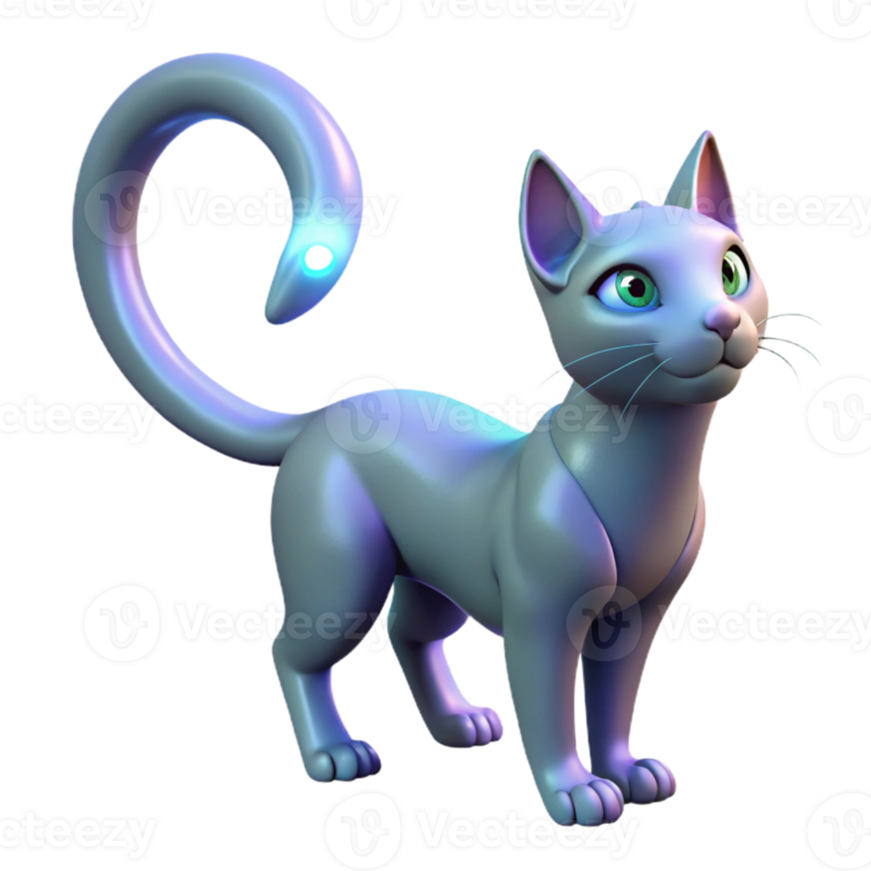 stunning creative Glowing Tail Cat 3D Render authentic png