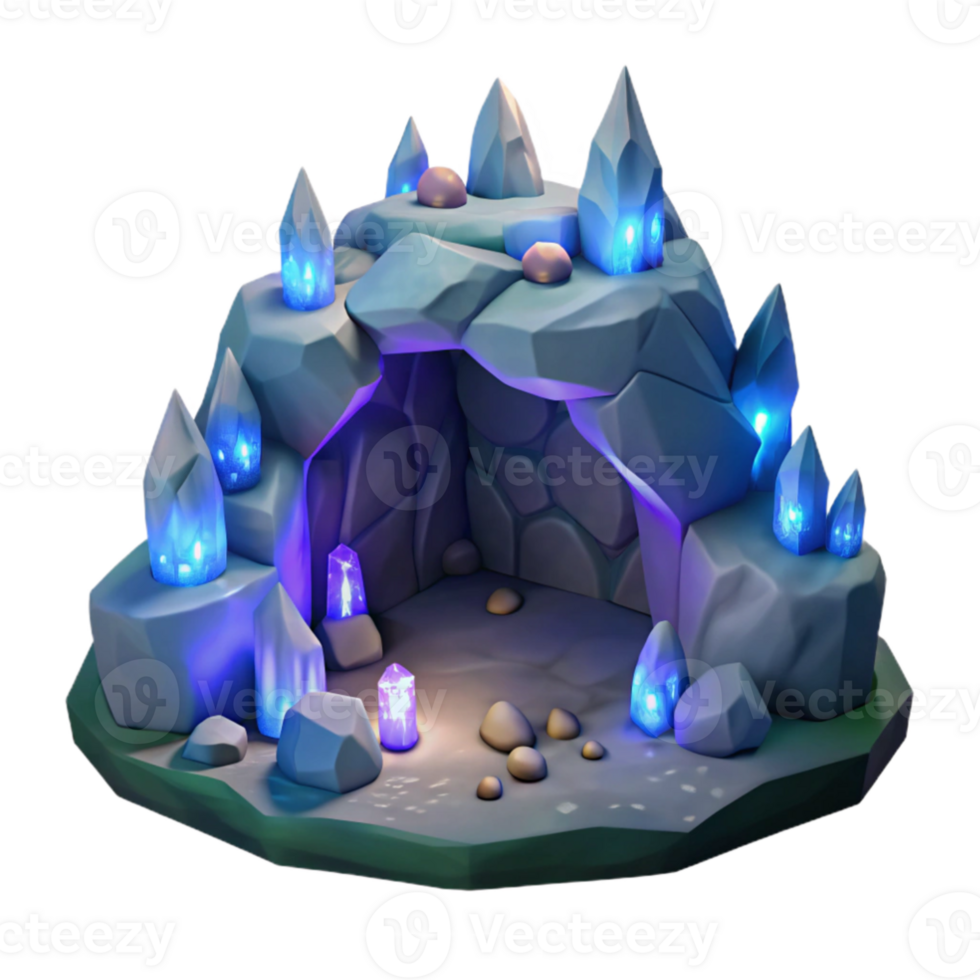 impressive abstract Glowing Crystal Cave 3D Render high resolution png