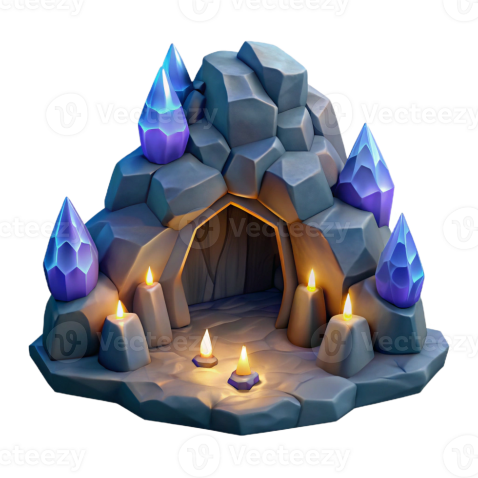 wonderful traditional Enchanted Crystal Cave 3D Render 4K png