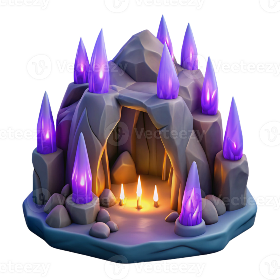wonderful contemporary Enchanted Crystal Cave 3D Render professional png