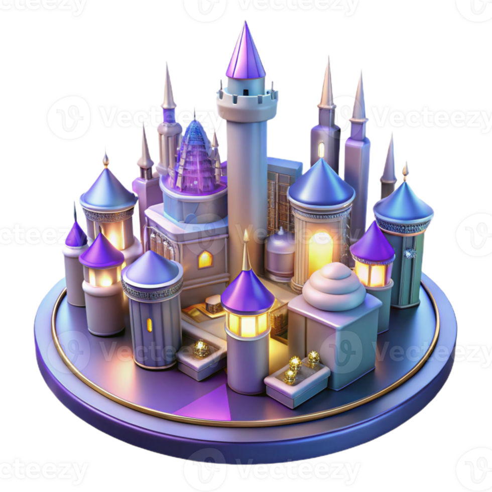 magnificent vintage Enchanted 3D Castle Illustration high resolution png