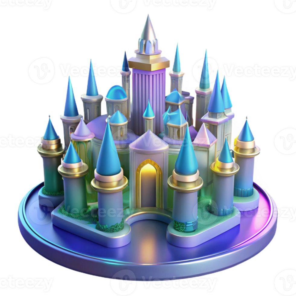 dramatic abstract Fantasy Castle 3D Render high resolution png