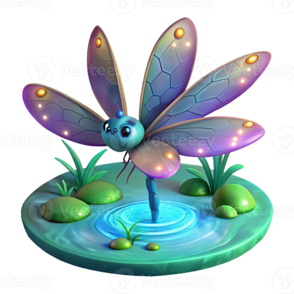 beautiful artistic Cute 3D Dragonfly Illustration exclusive png