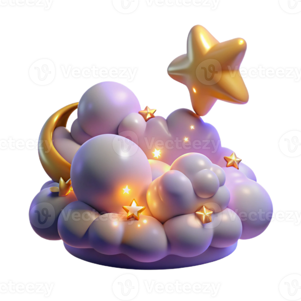 wonderful artistic 3D Cloudscape Dreamy Night Sky Illustration original png