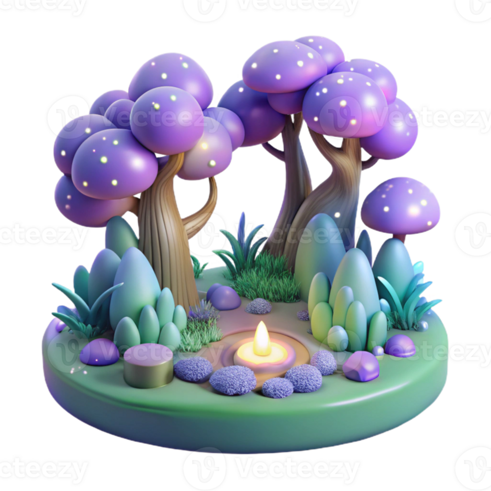 stunning contemporary Enchanted 3D Forest Illustration detailed png