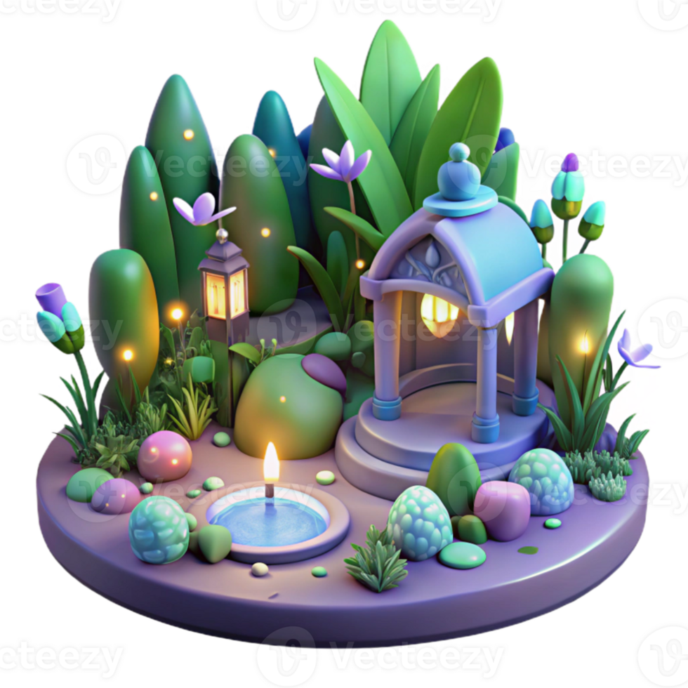 extraordinary minimalist Enchanted 3D Garden Illustration exclusive png