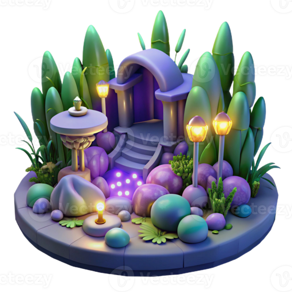 elegant vintage Enchanted Garden 3D Render exclusive png