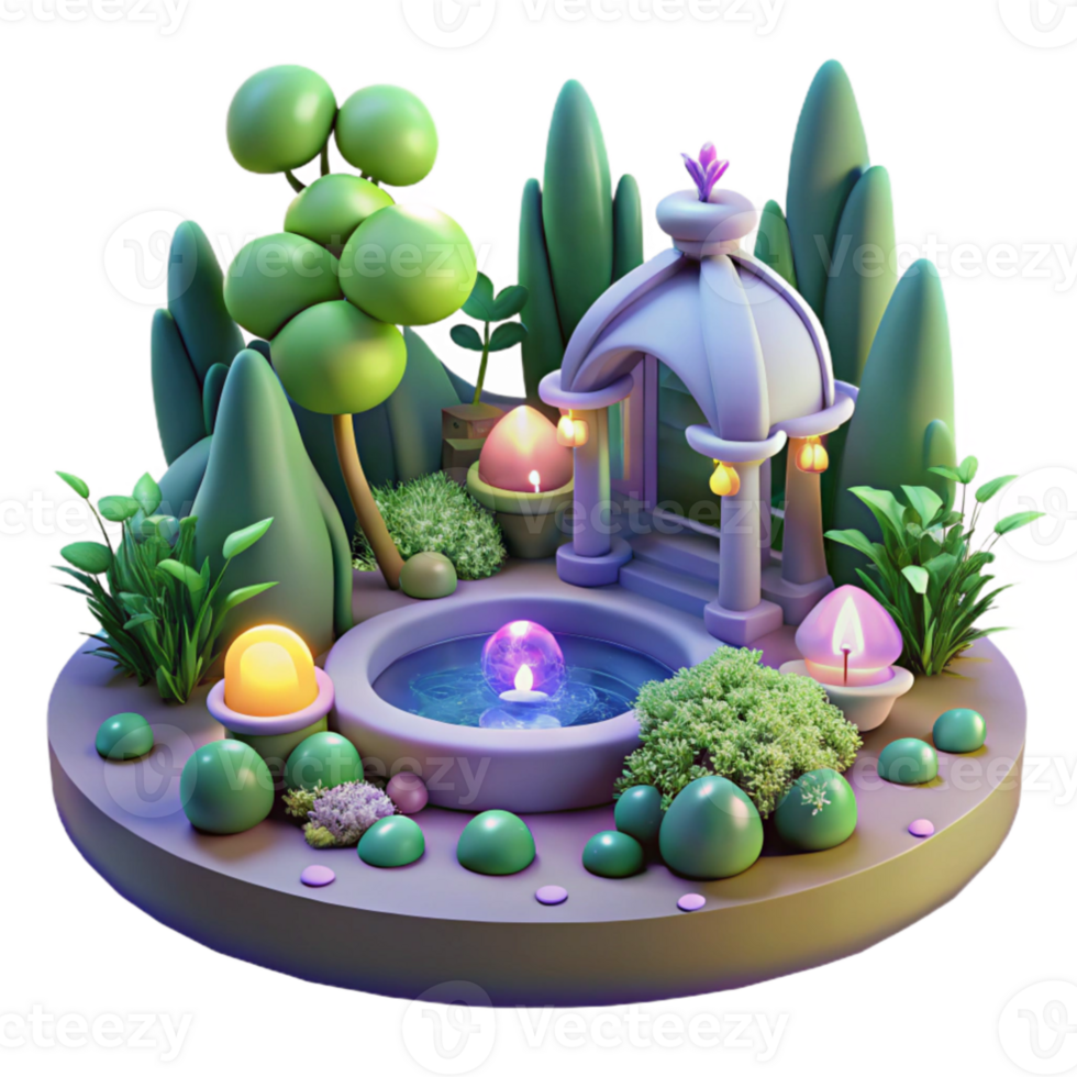 beautiful abstract Enchanted Garden 3D Illustration high quality png