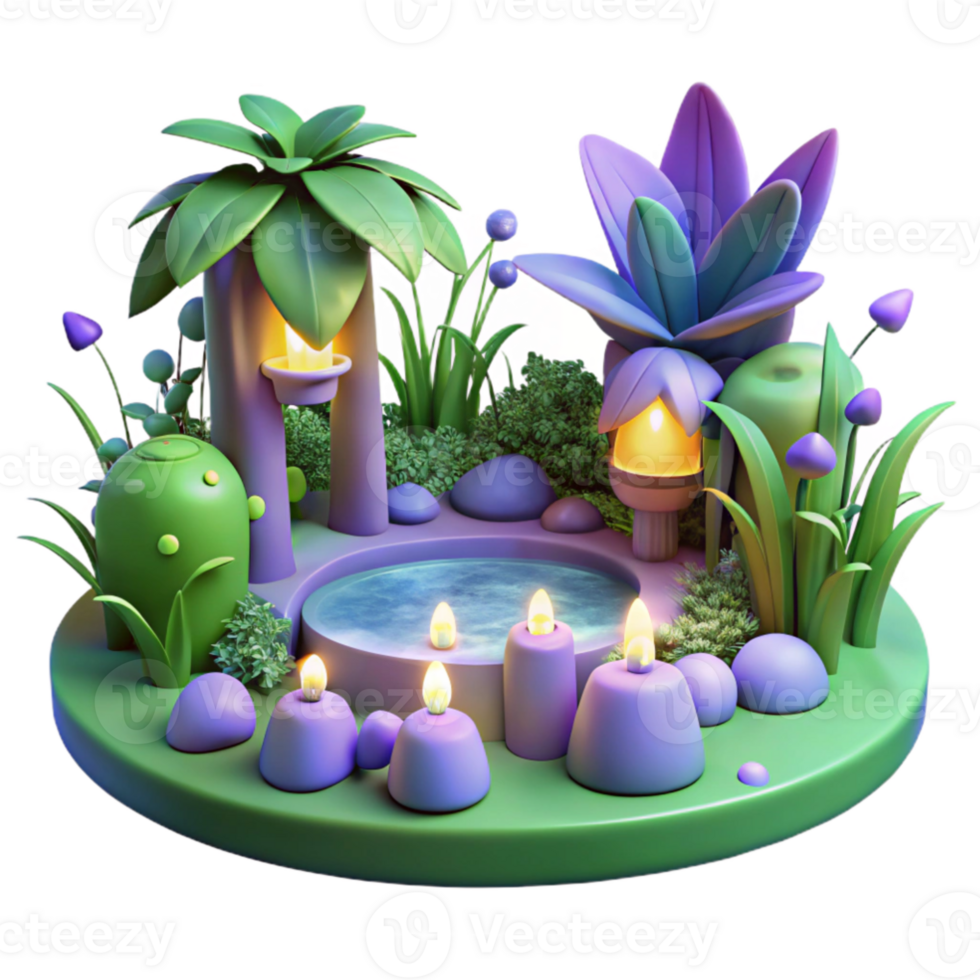 stunning contemporary Enchanted 3D Garden Illustration high resolution png