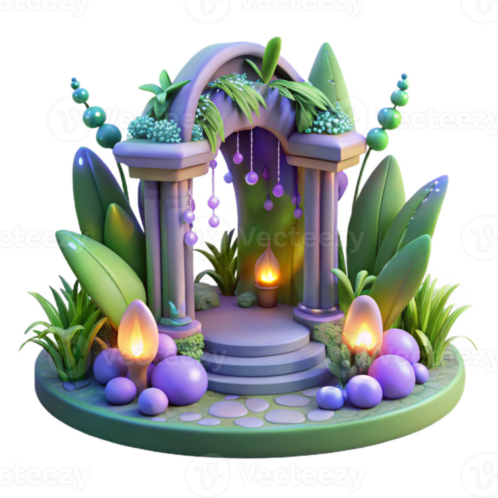 stunning artistic Enchanted Garden Arch A 3D Illustration original png