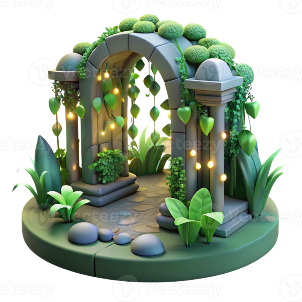 magnificent modern Enchanted Garden Arch 3D Illustration premium png