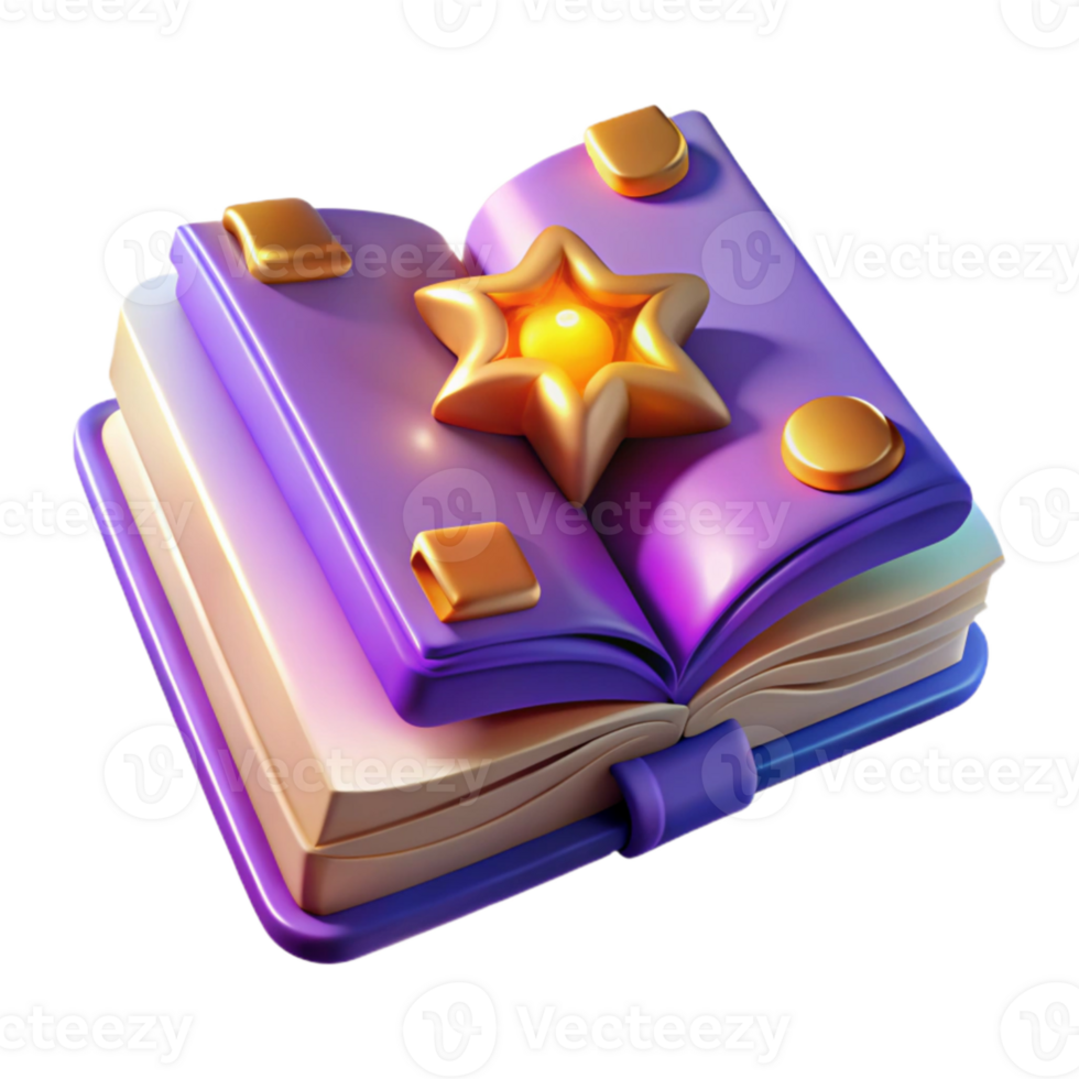 vibrant rustic 3D Render Magical Book Illustration high resolution png