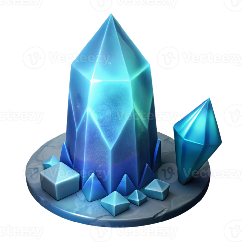 stunning artistic 3D Render Blue Crystal Cluster genuine png