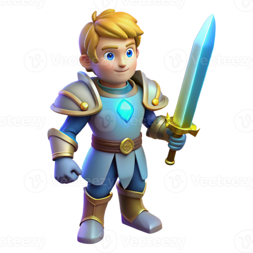 impressive modern 3D Cartoon Knight Illustration genuine png