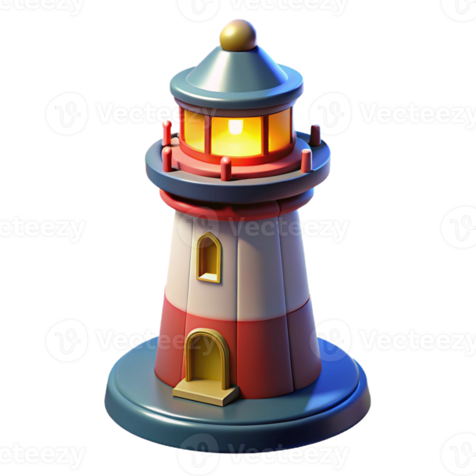 dramatic classic 3D Cartoon Lighthouse Illustration exclusive png