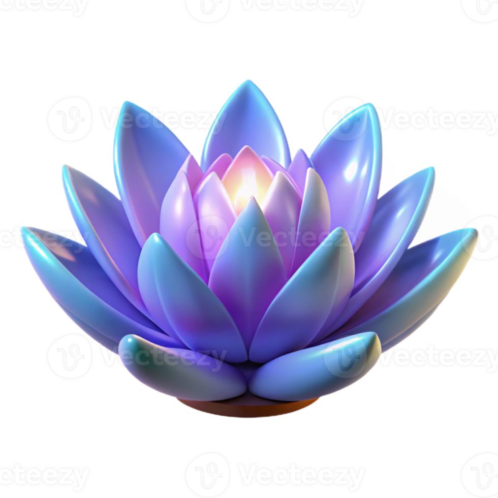 impressive abstract Glowing Purple Blue Lotus 3D Render authentic png