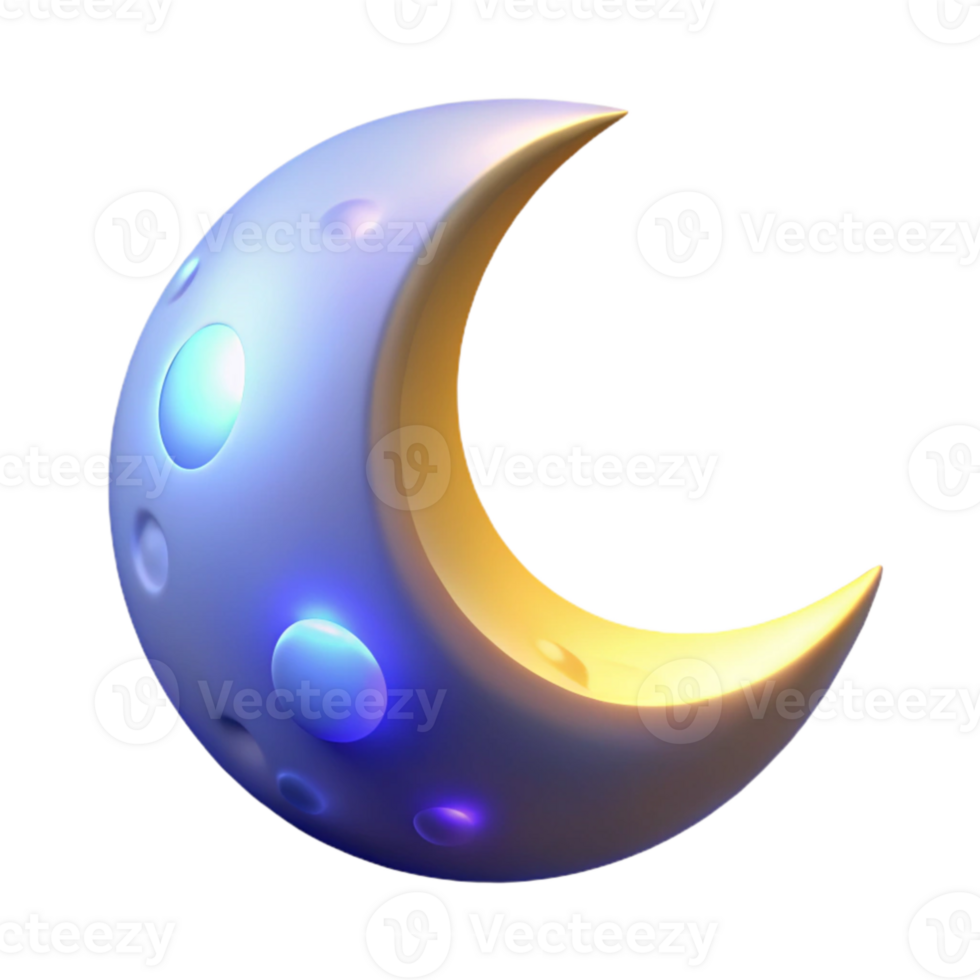 magnificent traditional Crescent Moon 3D Render high resolution png