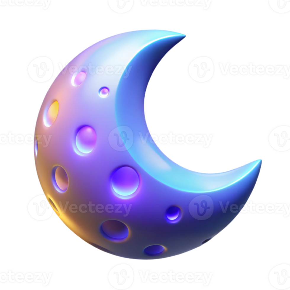 extraordinary vintage Crescent Moon 3D Render premium png