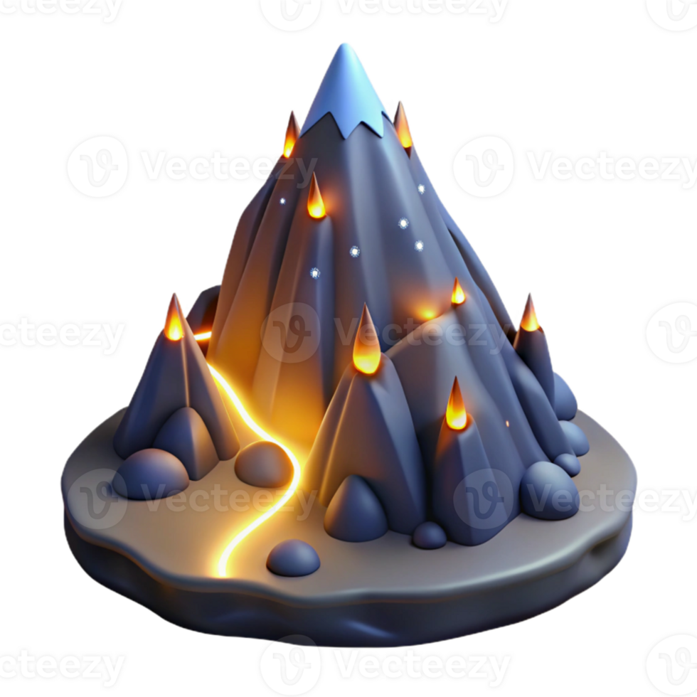 wonderful traditional Glowing Mountain 3D Render premium png