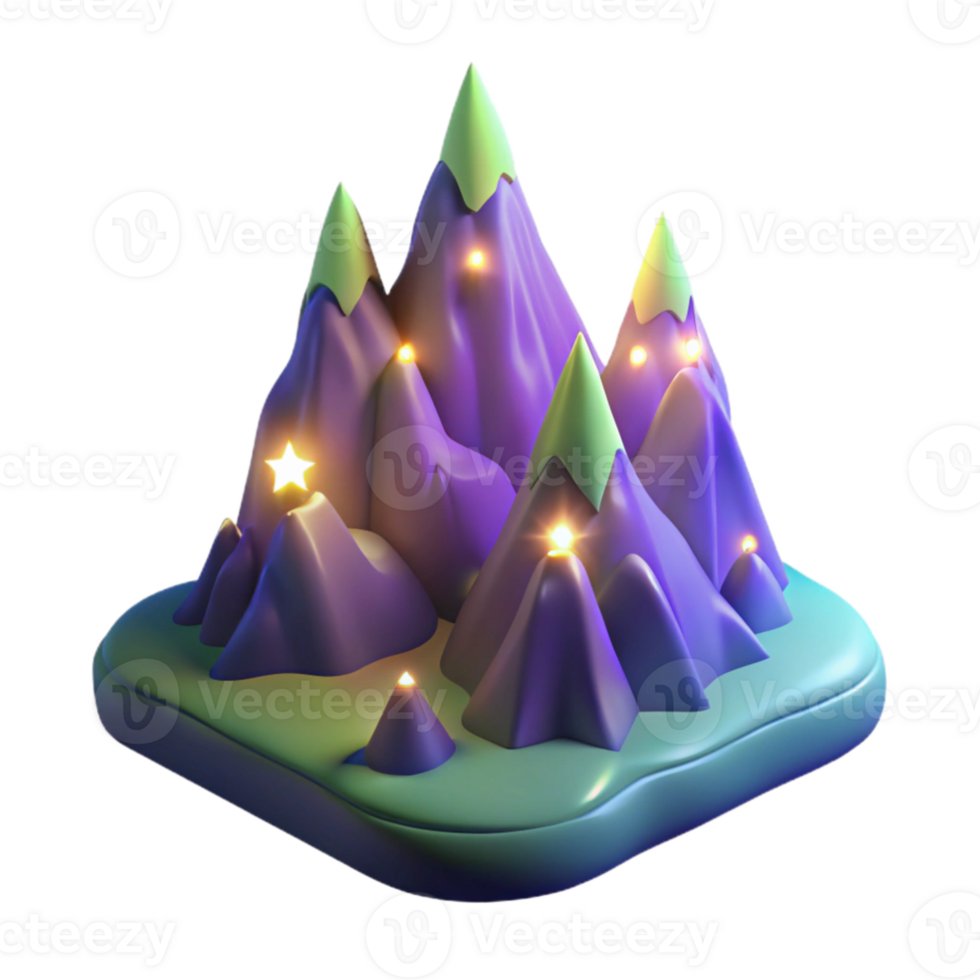 wonderful artistic 3D Glowing Mountain Illustration genuine png