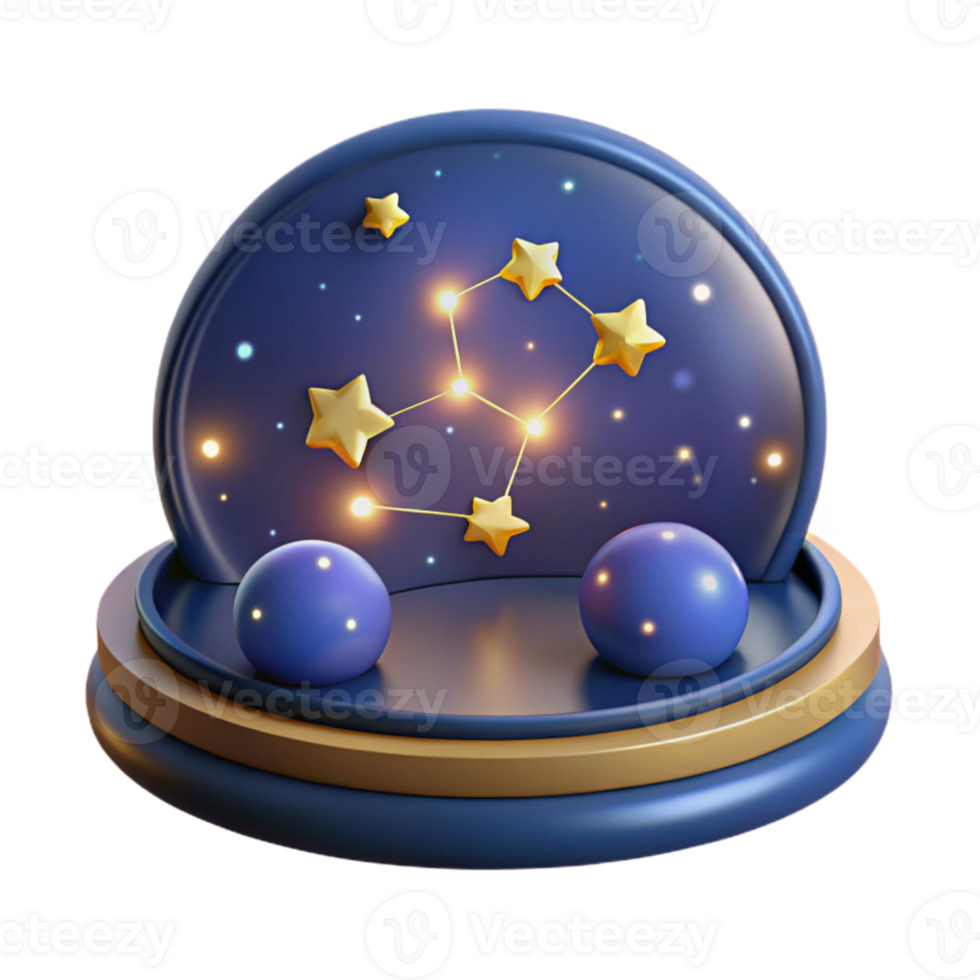beautiful abstract 3D Celestial Constellation Display detailed png