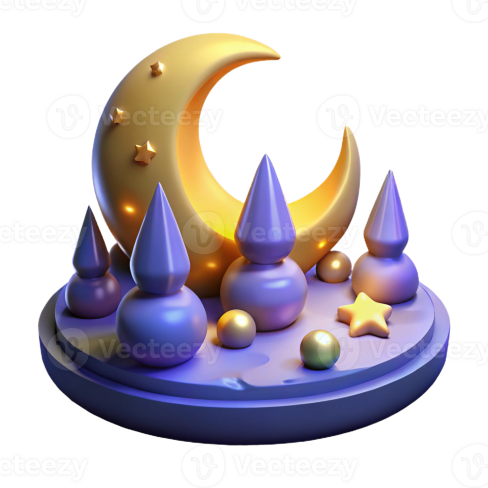 stunning artistic 3D Moonlit Night Scene authentic png