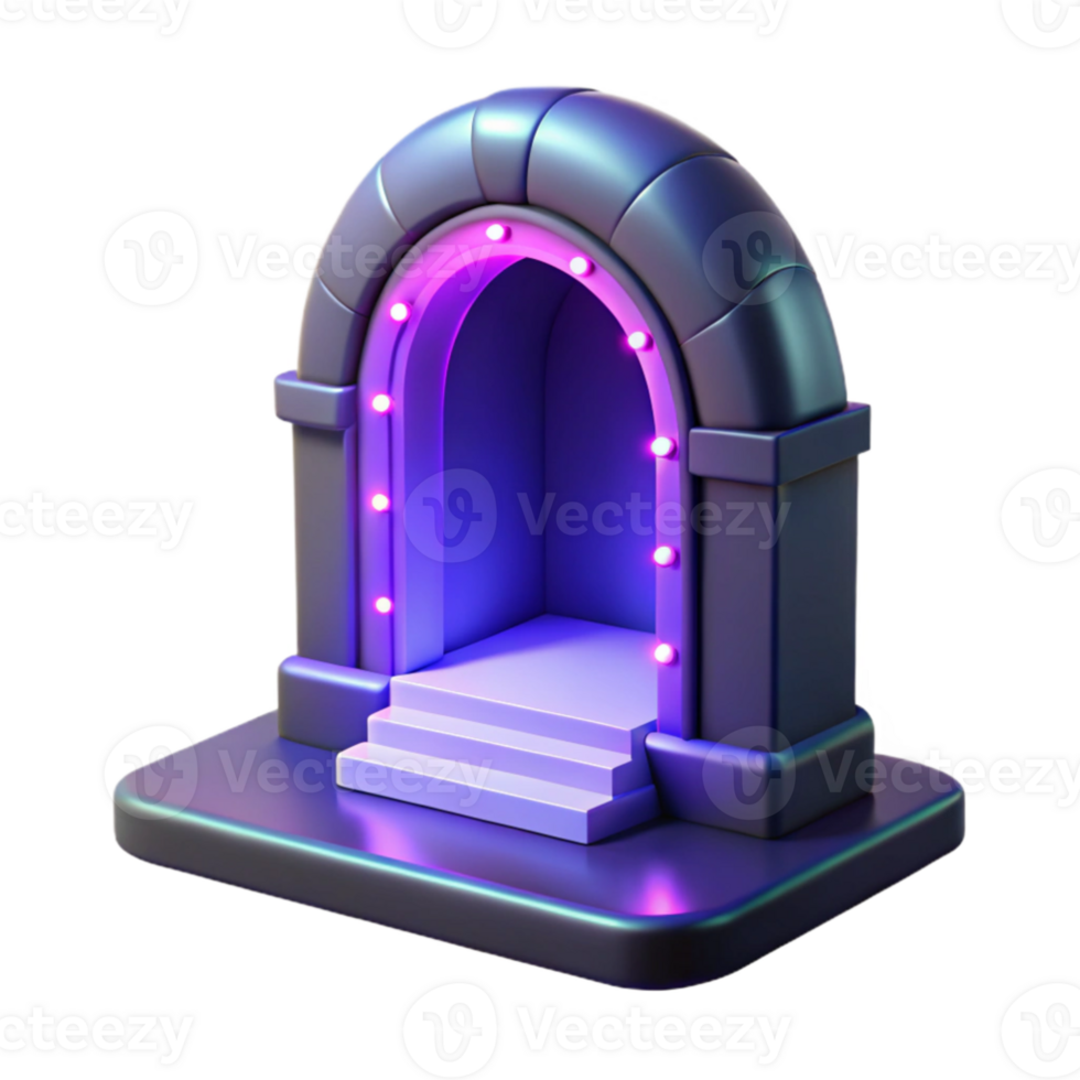wonderful artistic 3D Archway with Neon Lights Stage Illustration premium png