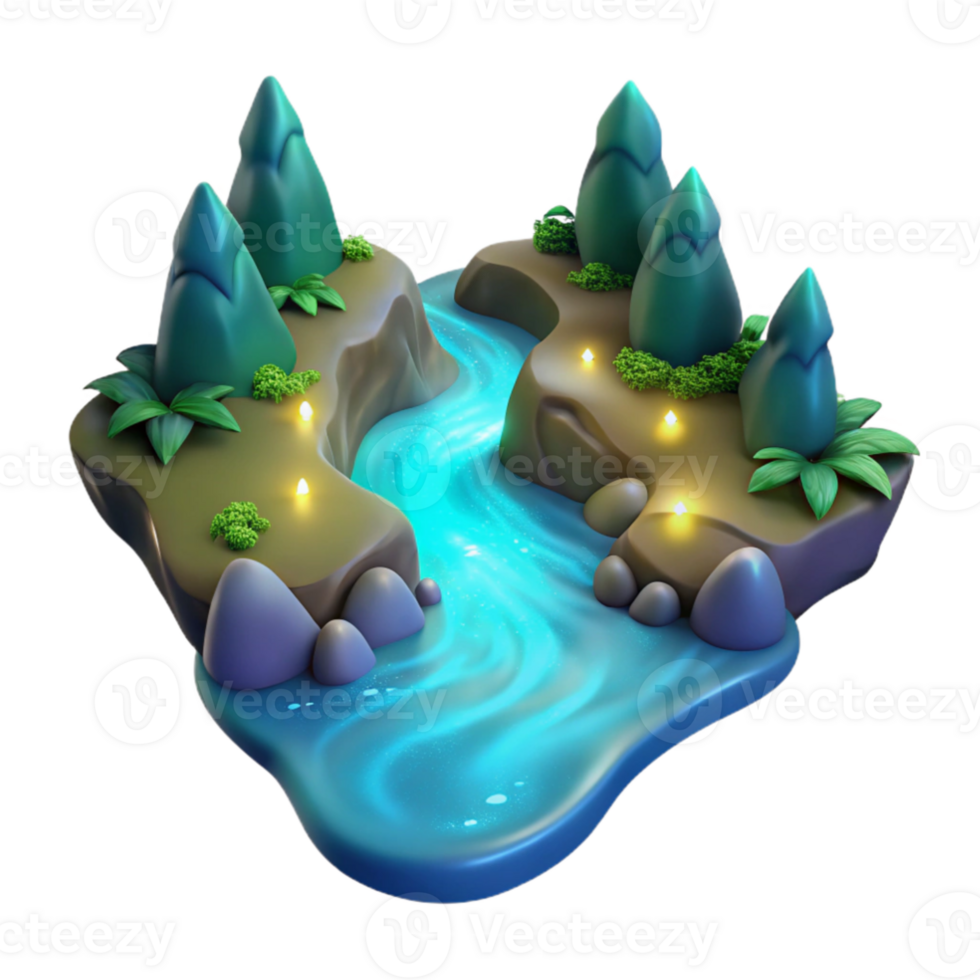 magnificent contemporary Enchanted River 3D Render 4K png