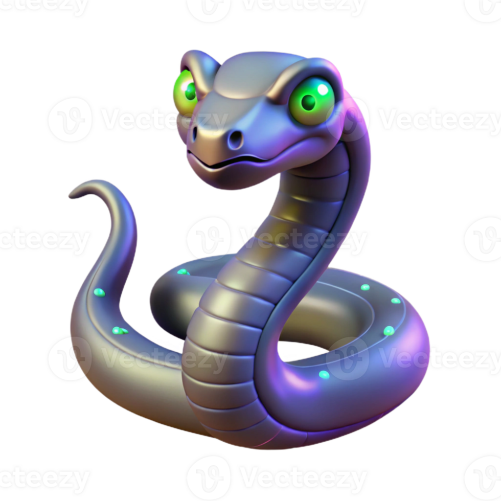 impressive minimalist Cute Cartoon 3D Snake Illustration exclusive png