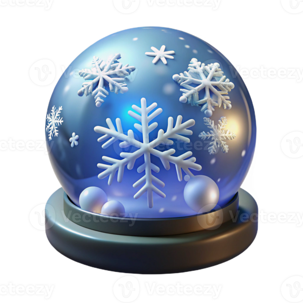 magnificent vintage 3D Render Snow Globe Winter Scene high quality png