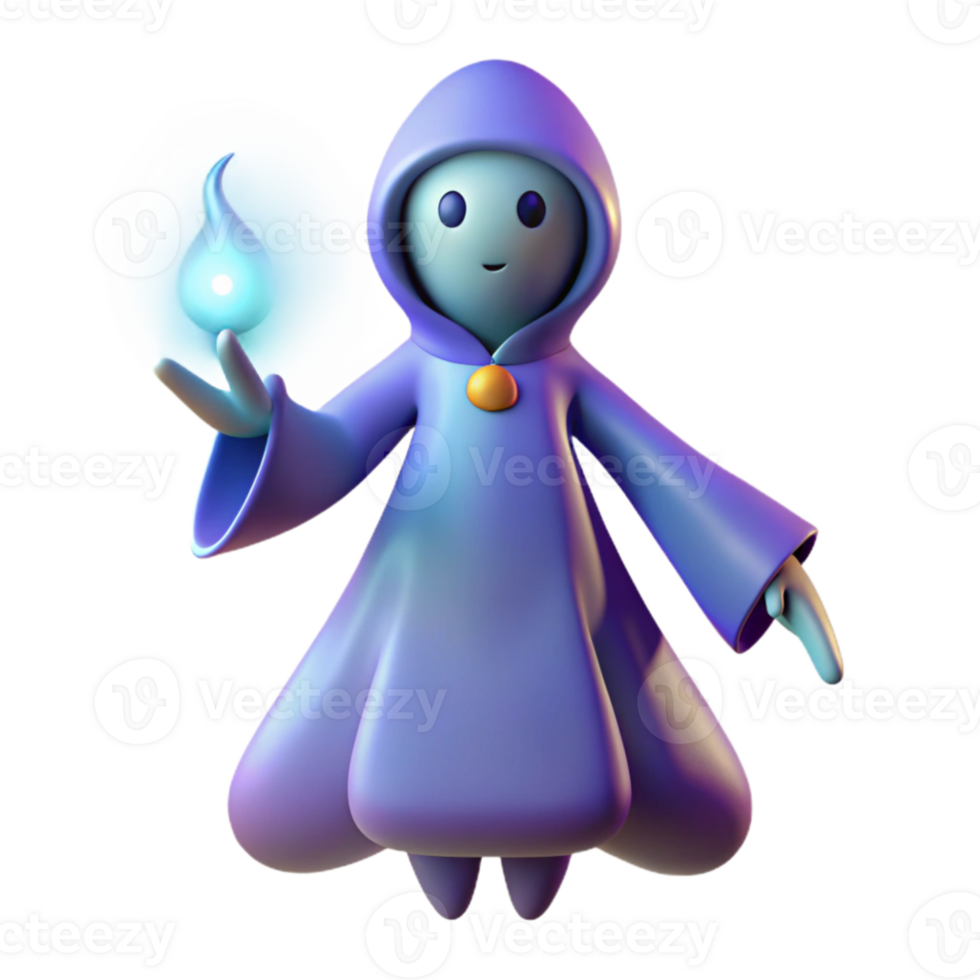 magnificent vintage 3D Render of a Cute Purple Robed Mage high resolution png