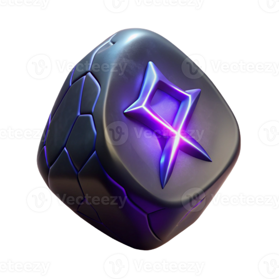 dramatic abstract Glowing Rune Cube 3D Render 4K png