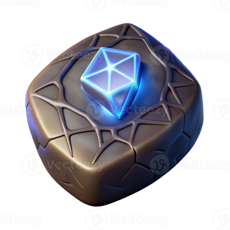 impressive rustic Glowing Gem in Stone 3D Render genuine png
