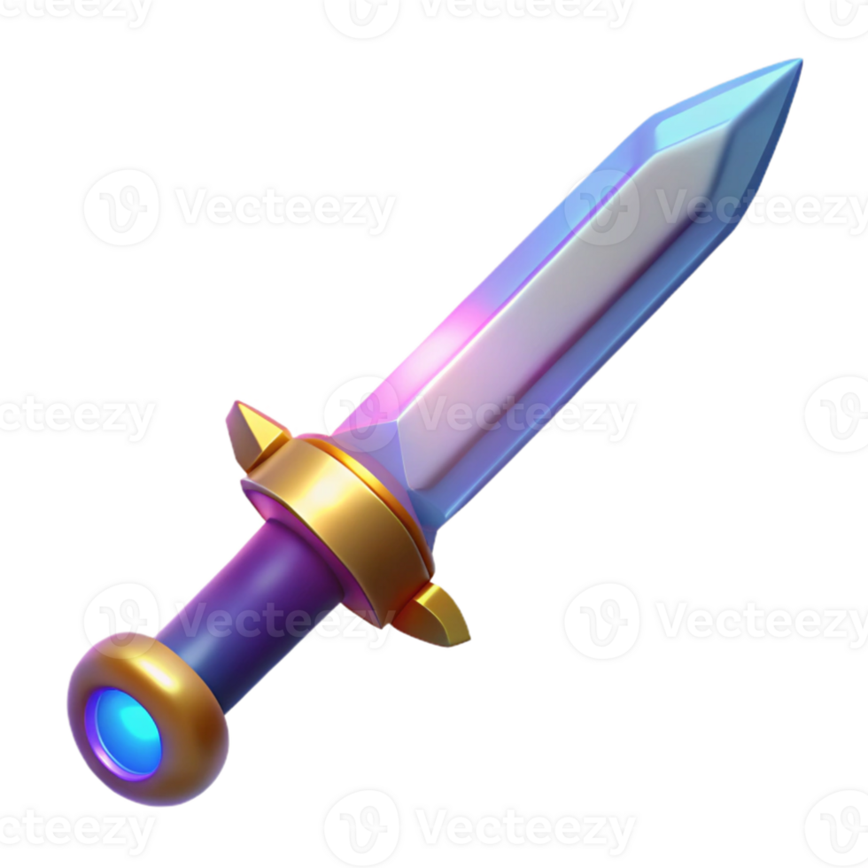 wonderful vintage Fantasy Game 3D Render Glowing Crystal Dagger original png