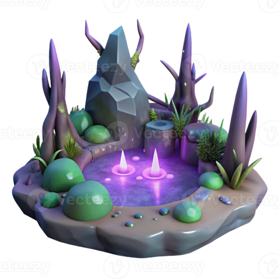 extraordinary contemporary Enchanted 3D Pond Illustration original png