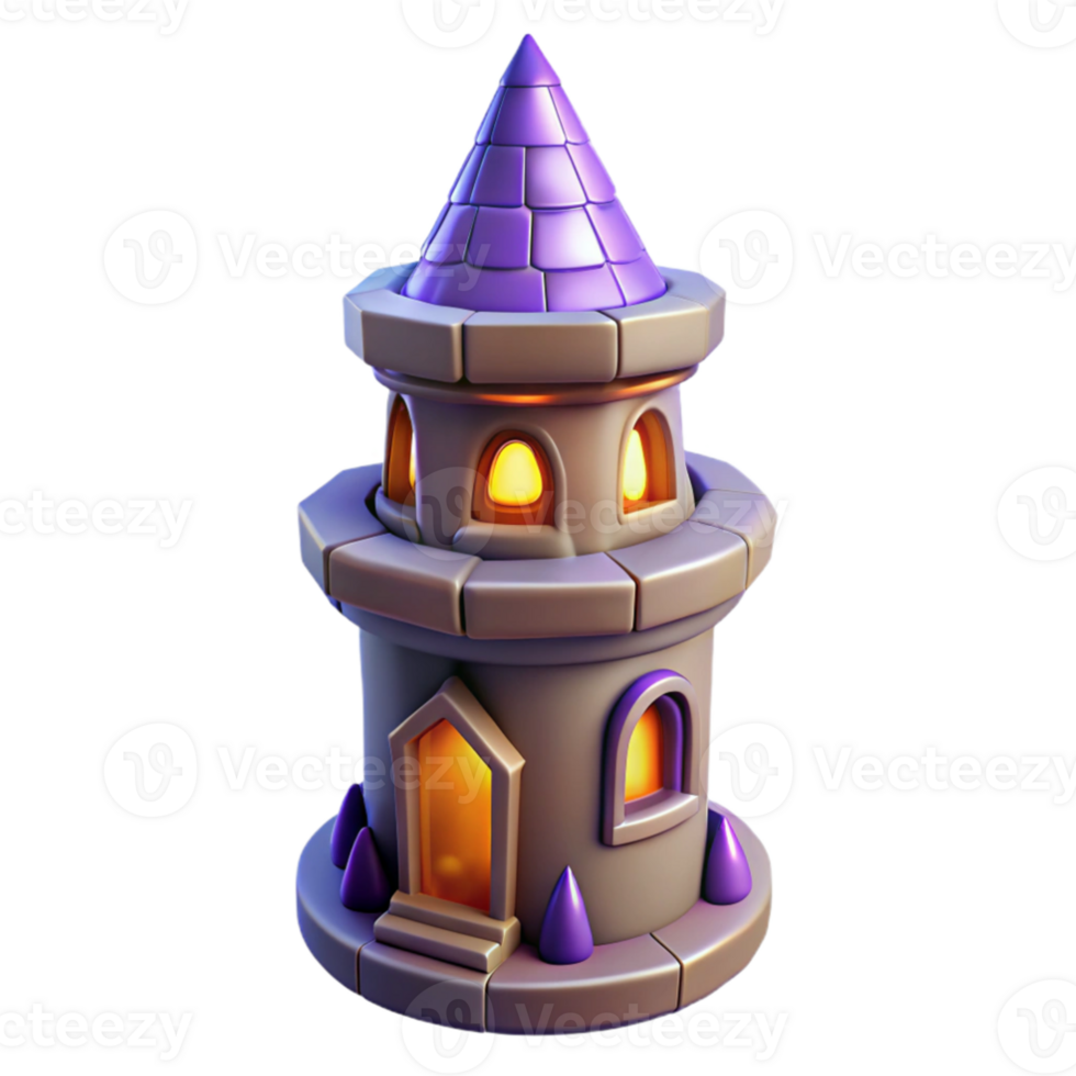 stunning classic 3D Cartoon Castle Tower Illustration high resolution png