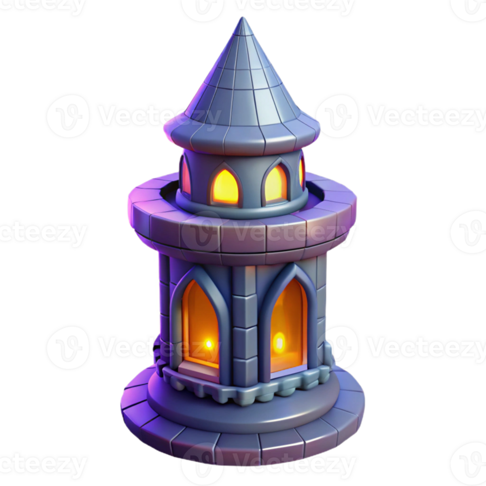 dramatic contemporary 3D Render Fantasy Tower Lantern authentic png