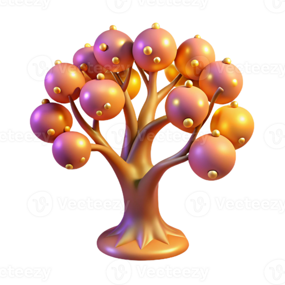 beautiful contemporary 3D Render of Abstract Tree with Orbs professional png
