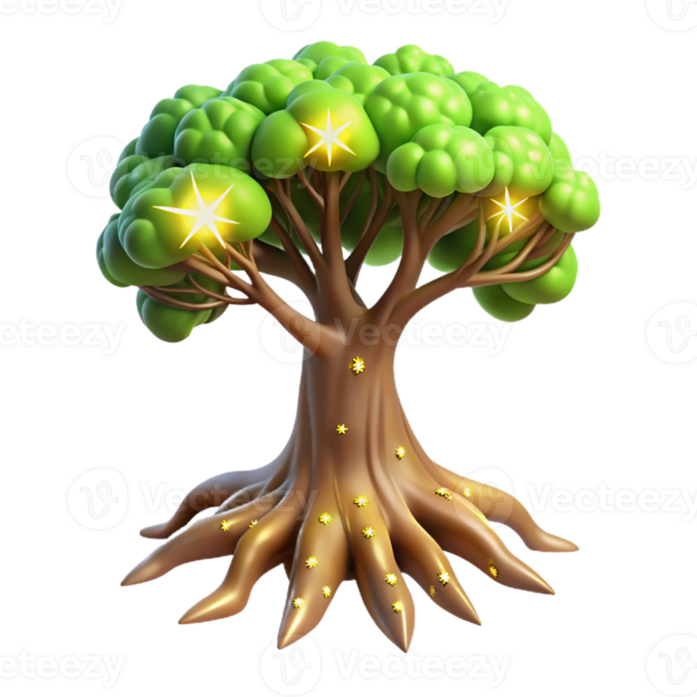 stunning minimalist Glowing Tree 3D Render professional png