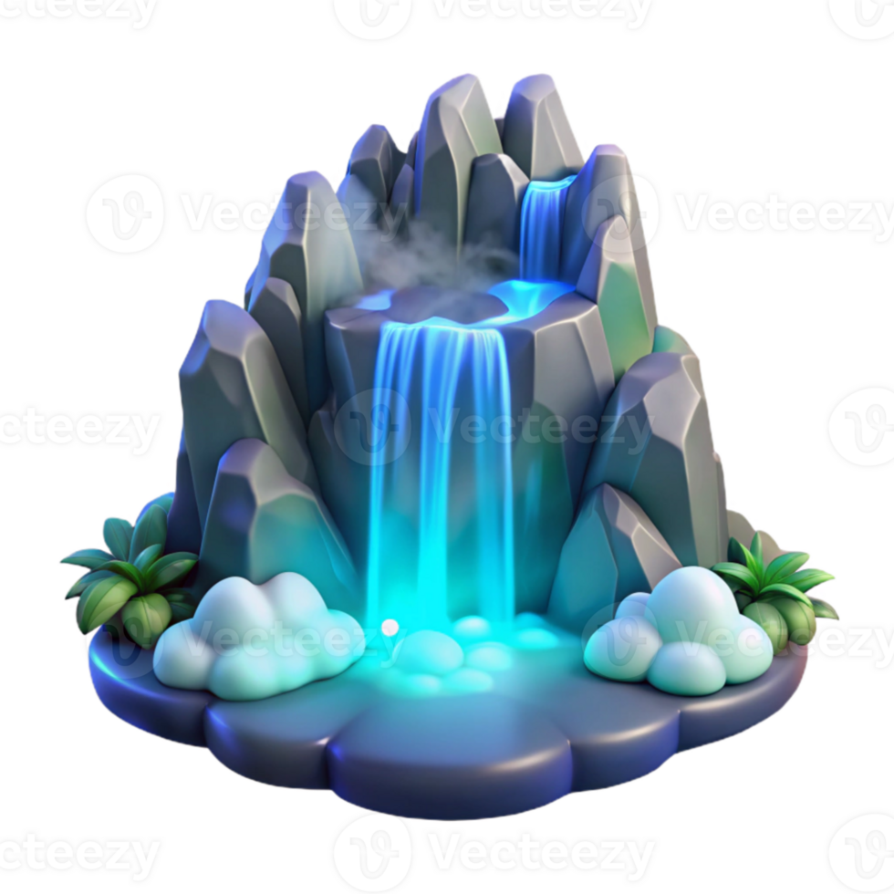 serene contemporary Enchanted Waterfall 3D Model high resolution png