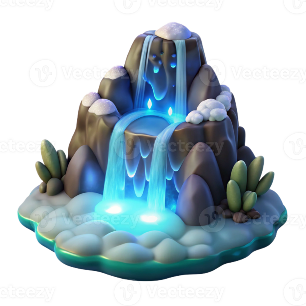 serene traditional Enchanted Waterfall 3D Model 4K png