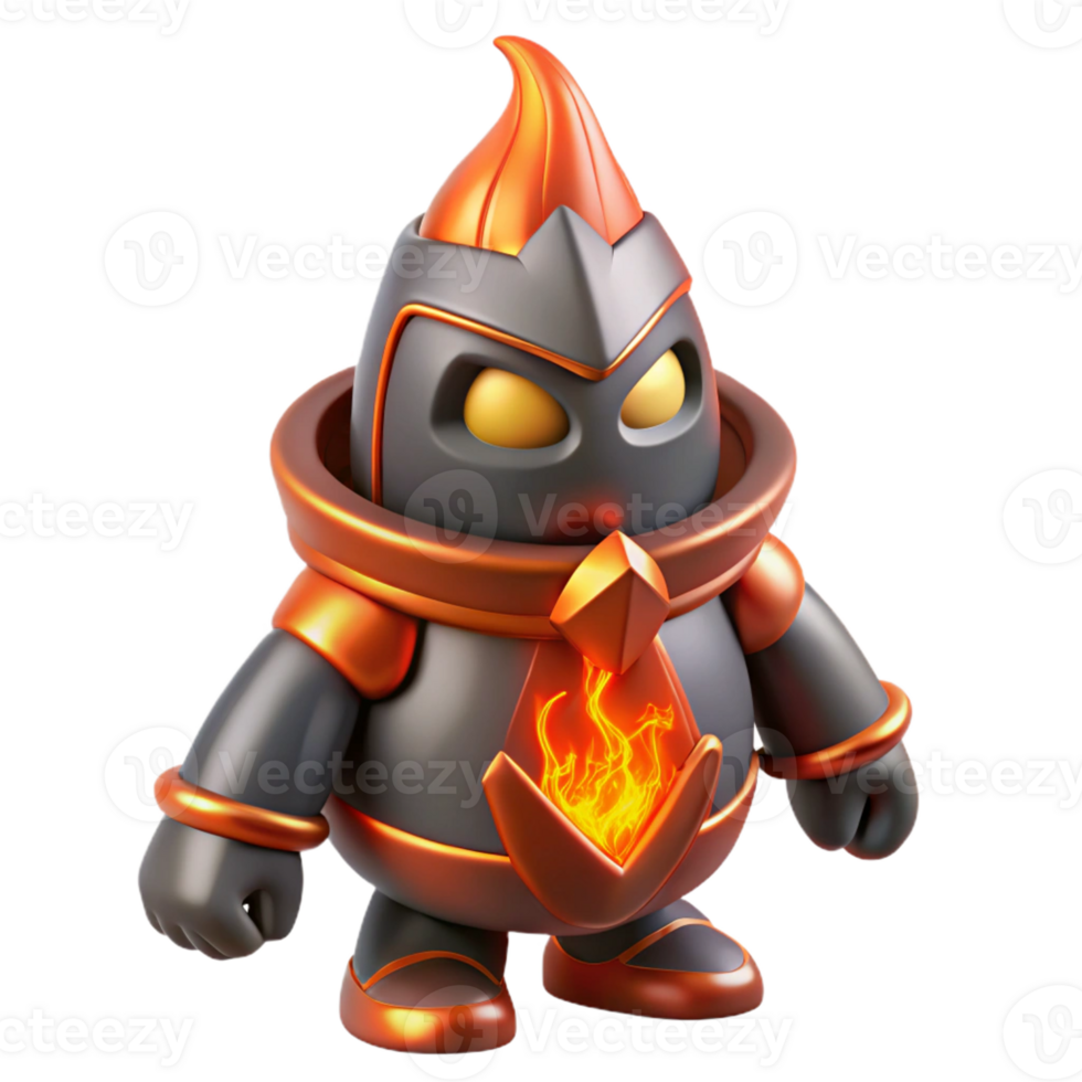 wonderful minimalist Fiery Knight 3D Render authentic png