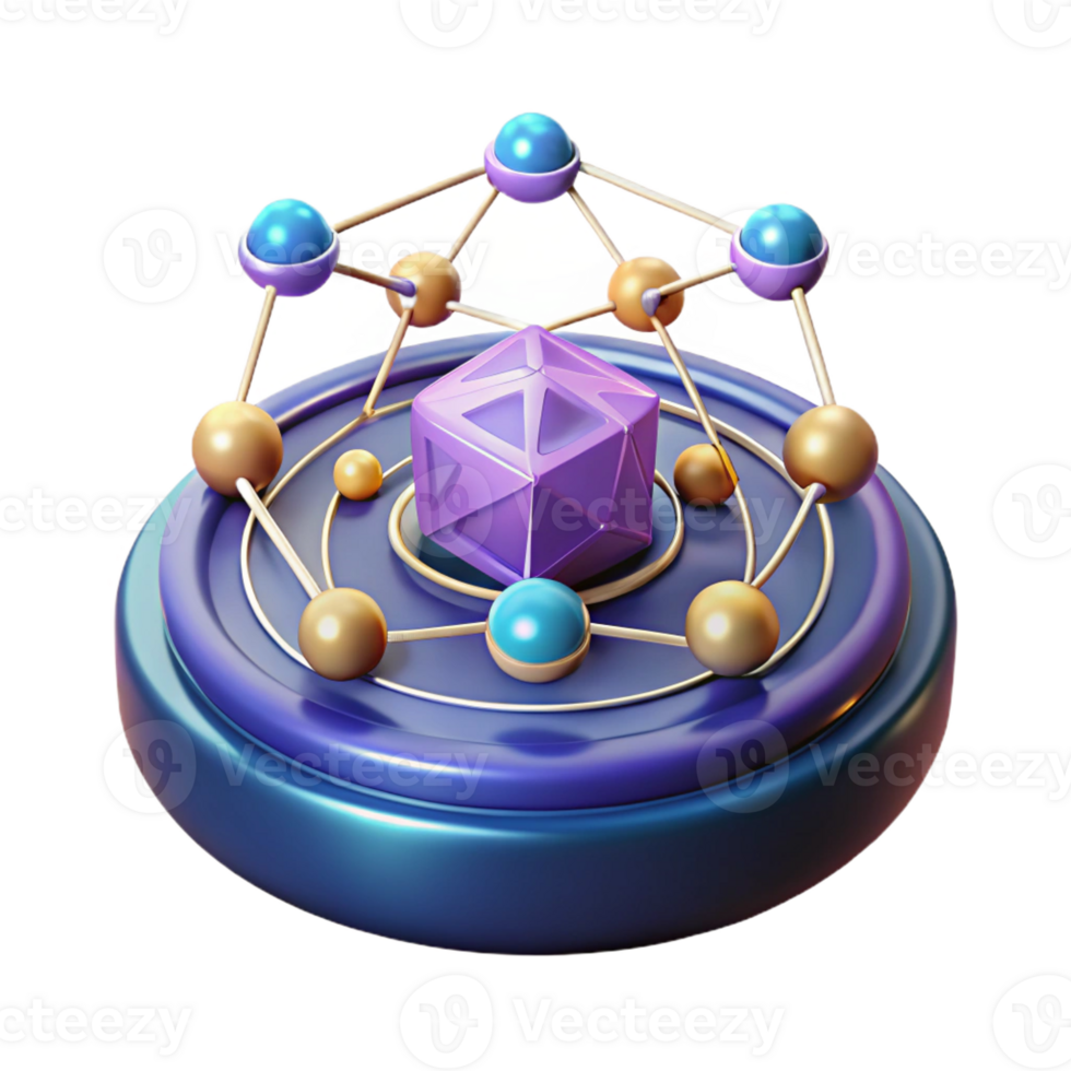dramatic artistic Abstract 3D Render of Networked Crystal detailed png