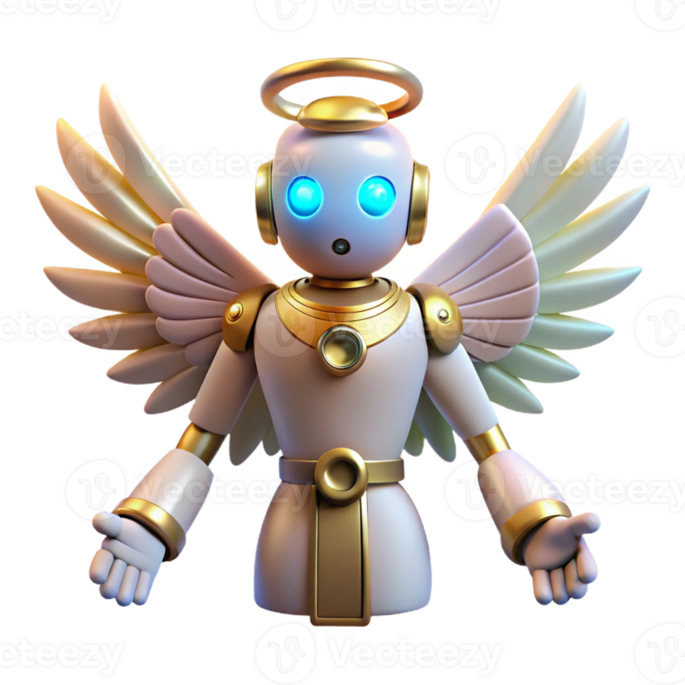 magnificent artistic 3D Render Angelic Robot high resolution png